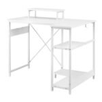 Artiss Computer Desk L-Shape Home Office Study Table Open Shelves White 100CM - Image 3