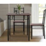Artiss Dining Table And Chairs Set fo 3 Walnut - Image 4