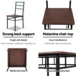 Artiss Dining Table And Chairs Set fo 3 Walnut - Image 6