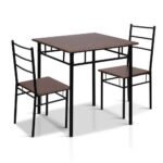 Artiss Dining Table And Chairs Set fo 3 Walnut - Image 8