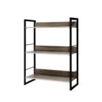 Artiss Bookshelf 3 Tiers - NOE Black and Oak - Image 3