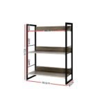 Artiss Bookshelf 3 Tiers - NOE Black and Oak - Image 4