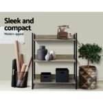 Artiss Bookshelf 3 Tiers - NOE Black and Oak - Image 6