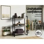Artiss Bookshelf 3 Tiers - NOE Black and Oak - Image 7