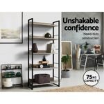 Artiss Bookshelf 5 Tiers - NOE Black and Oak - Image 7