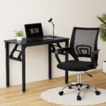 Artiss Computer Desk Mesh Office Chair Set Foldable Home Study Table Black - Image 7