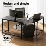 Artiss Computer Desk L-Shape CPU Stand Black 147CM - Image 4