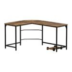 Artiss Computer Desk L-Shape CPU Stand Brown 147CM - Image 8