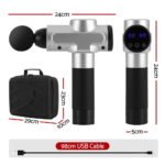 Everfit Massage Gun 30 Speed 6 Heads Vibration Muscle Massager Chargeable Silver - Image 2