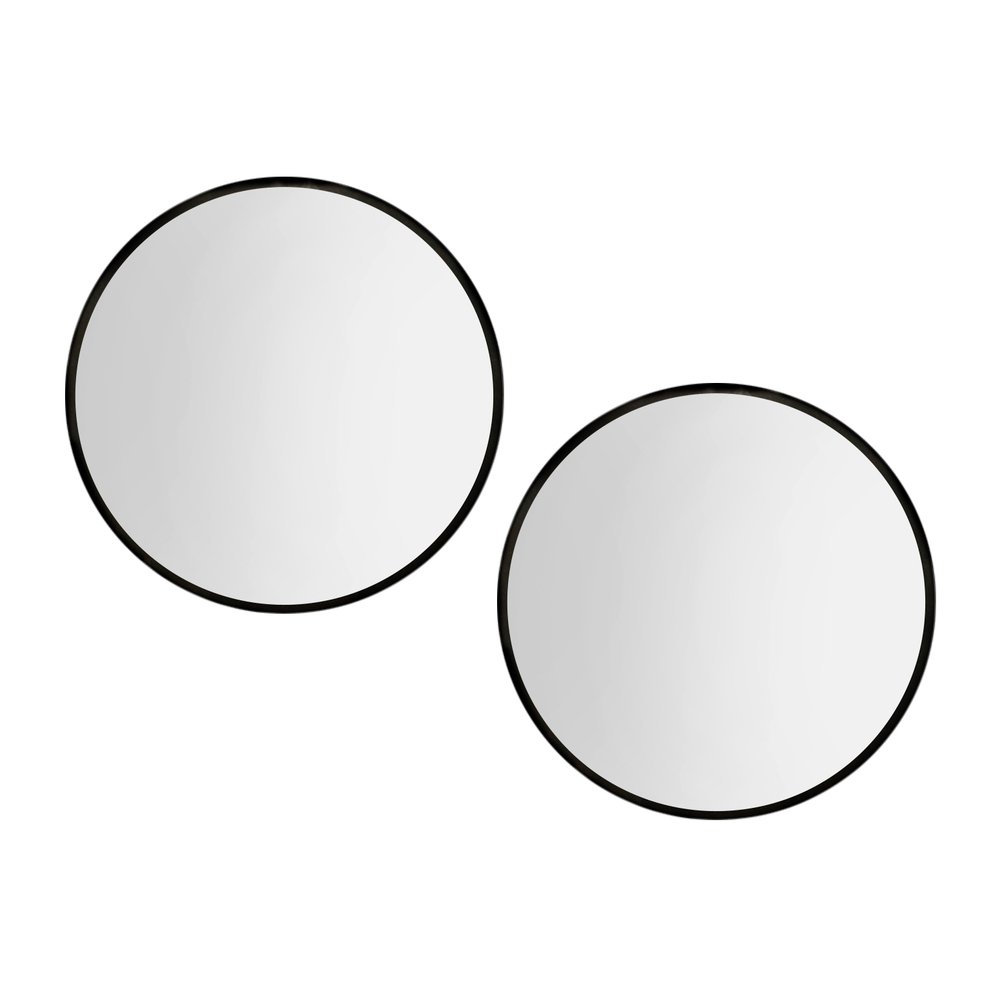 MM-E-WALL-ROU-BK-70-X2-202503171502-00 Embellir 2 Wall Mirror Makeup 70cm Home Decor Framed Mirrors Bathroom Round Black - Image 1