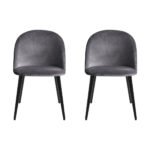 Artiss Dining Chairs Set of 4 Velvet Solid Curved Dark Grey - Image 3