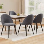 Artiss Dining Chairs Set of 4 Velvet Solid Curved Dark Grey - Image 7