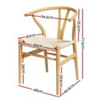 1 Set of 2 Artiss Dining Chairs Wooden Rattan Seat Wishbone Back - Image 2