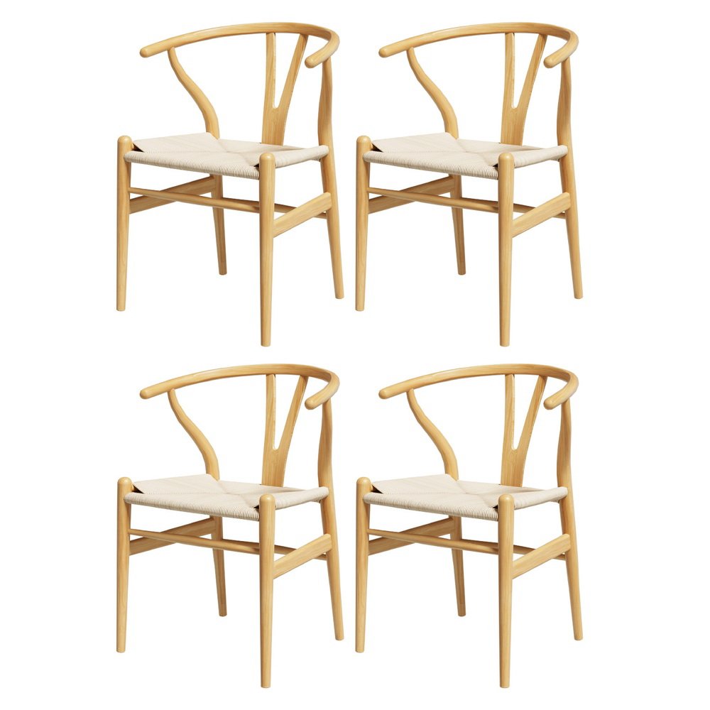 MO-DIN-B-01-RAT-WDX4-202504041348-00 1 Set of 4 Artiss Dining Chairs Wooden Rattan Seat Wishbone Back - Image 1