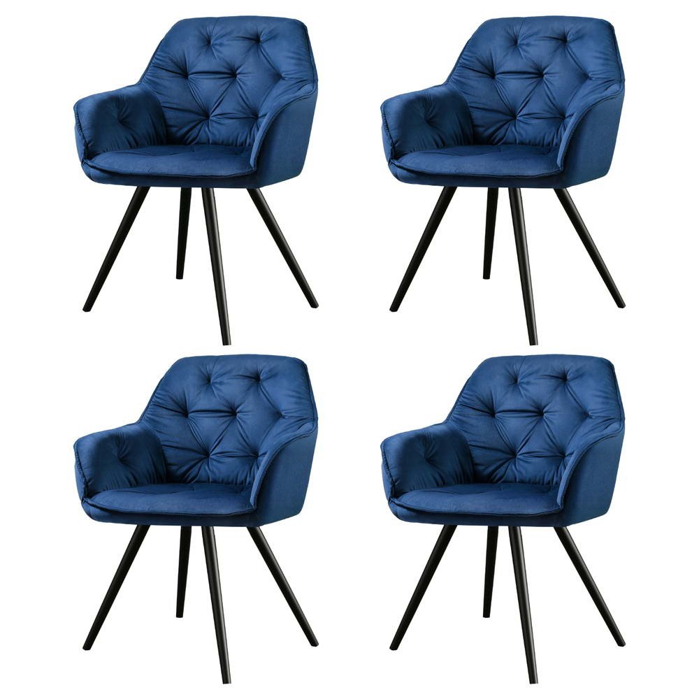 MO-DIN-GRS058-VEL-NAX4-202505131408-00 Artiss Dining Chairs Set of 4 Velvet Diamond Tufted Armchair Blue - Image 1