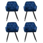 Artiss Dining Chairs Set of 4 Velvet Diamond Tufted Armchair Blue - Image 3
