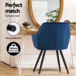 Artiss Dining Chairs Set of 4 Velvet Diamond Tufted Armchair Blue - Image 6