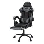 Artiss 2 Point Massage Gaming Office Chair Footrest Grey - Image 7