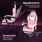 Artiss 2 Point Massage Gaming Office Chair Footrest Pink - Image 5