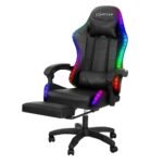 Artiss 6 Point Massage Gaming Office Chair 7 LED Footrest Black - Image 7