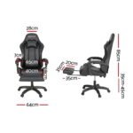Artiss 6 Point Massage Gaming Office Chair 7 LED Footrest Black - Image 2
