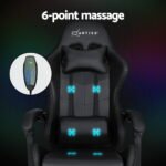 Artiss 6 Point Massage Gaming Office Chair 7 LED Footrest Black - Image 5