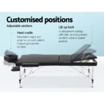 Zenses Massage Table 70cm Portable 3 Fold Aluminium Beauty Bed Black - Image 4