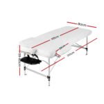 Zenses Massage Table 80cm Portable 3 Fold Aluminium Beauty Bed Black - Image 2