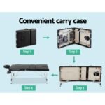 Zenses Massage Table 80cm Portable 3 Fold Aluminium Beauty Bed Black - Image 6