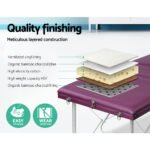 Zenses Massage Table 75cm Portable 3 Fold Aluminium Beauty Bed Violet - Image 4