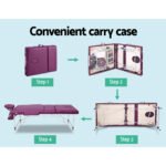 Zenses Massage Table 75cm Portable 3 Fold Aluminium Beauty Bed Violet - Image 6