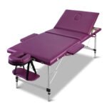 Zenses Massage Table 75cm Portable 3 Fold Aluminium Beauty Bed Violet - Image 7