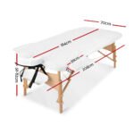 Zenses Massage Table 70cm Portable 3 Fold Wooden Beauty Bed White - Image 2