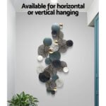 Artiss Metal Wall Art Hanging Sculpture 132cm Home Decor Leaf Circles Blue - Image 4
