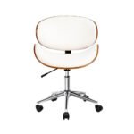 Artiss Wooden Office Chair Leather Seat White - Image 3