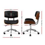 Artiss Wooden Office Chair PU Seat Black Brown - Image 2