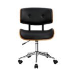 Artiss Wooden Office Chair PU Seat Black Brown - Image 3