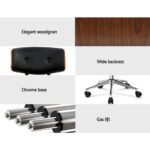 Artiss Wooden Office Chair PU Seat Black Brown - Image 4