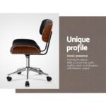 Artiss Wooden Office Chair PU Seat Black Brown - Image 6