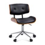 Artiss Wooden Office Chair PU Seat Black Brown - Image 7