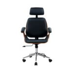 Artiss Wooden Office Chair Leather Seat Black - Image 3