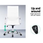 Artiss Office Chair Conference Chairs PU Leather High Back White - Image 5