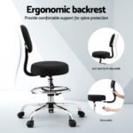 Artiss Office Chair Drafting Computer Standing Desk Chairs Ergonomic PU Black - Image 5