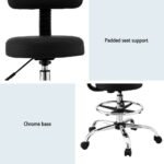 Artiss Office Chair Drafting Computer Standing Desk Chairs Ergonomic PU Black - Image 6