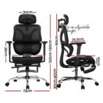 Artiss Ergonomic Office Chair Footrest Black - Image 2