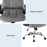 Artiss Office Chair Velvet Seat Racing Gaming Computer Desk Chairs Armrest Grey - Image 6