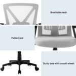 Artiss 2x Mesh Office Chair Mid Back Grey - Image 6