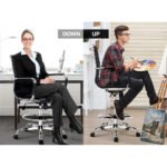 Artiss Office Chair Drafting Stool Leather Chairs Black - Image 5