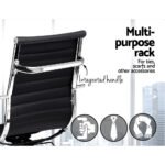Artiss Office Chair Drafting Stool Leather Chairs Black - Image 6