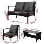 Gardeon Outdoor Sofa Set Lounge Setting Wicker Table and Chairs Garden Patio Furniture - Image 2